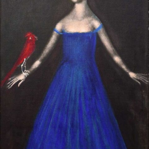 Doll in a sapphire dress