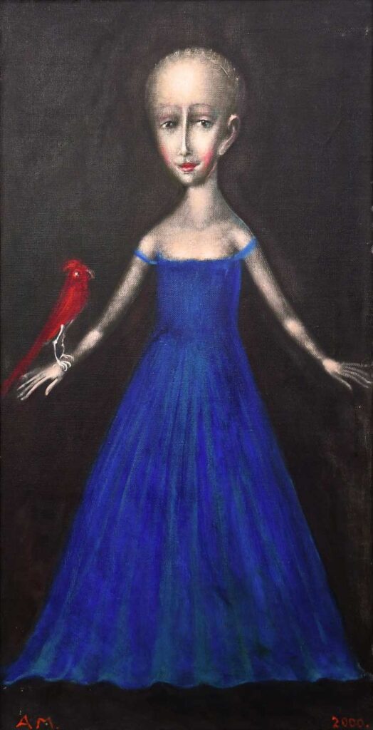 Doll in a sapphire dress